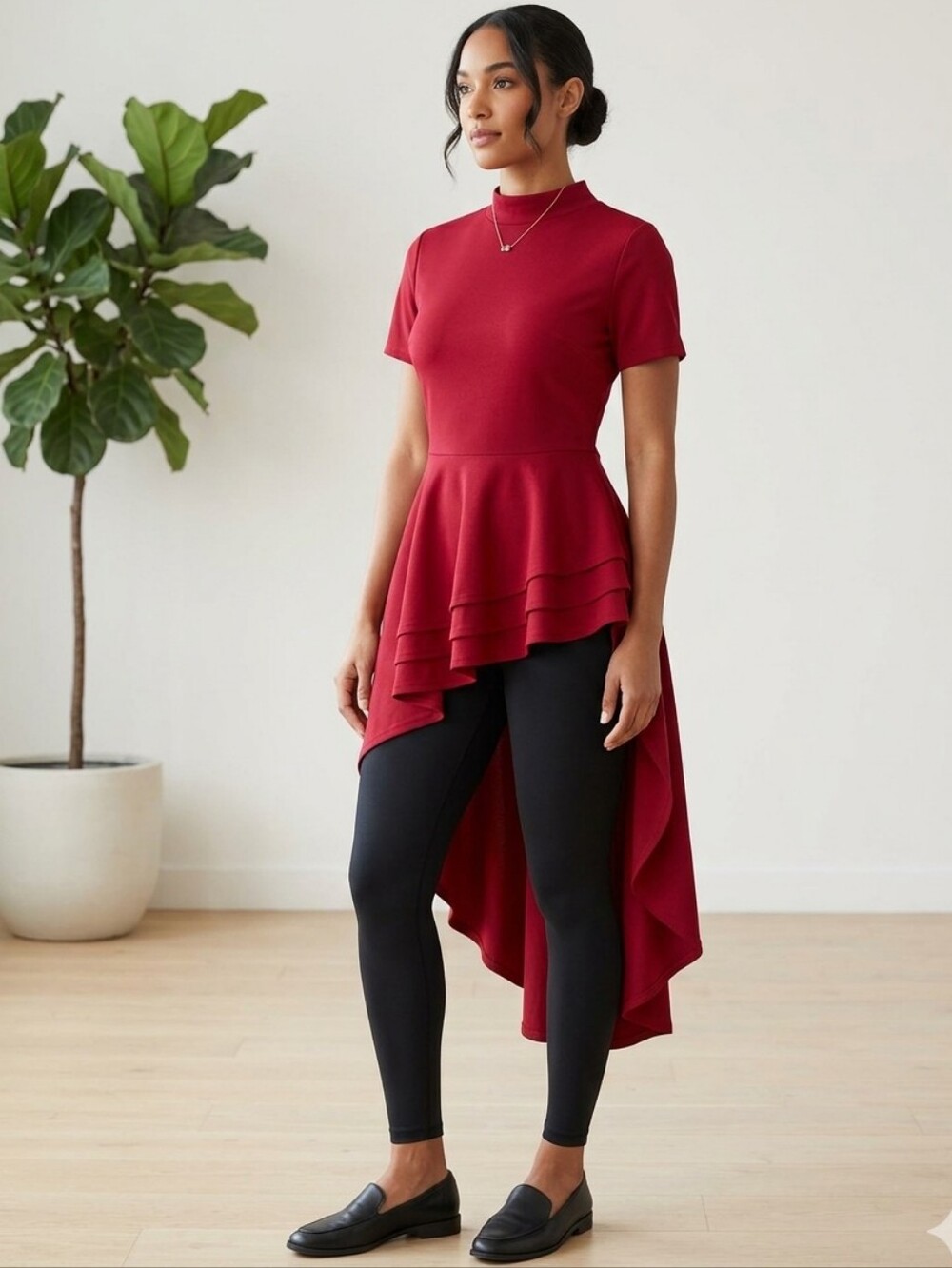 Women's Ruffle High Low Asymmetrical Top/Dress (Size XL)